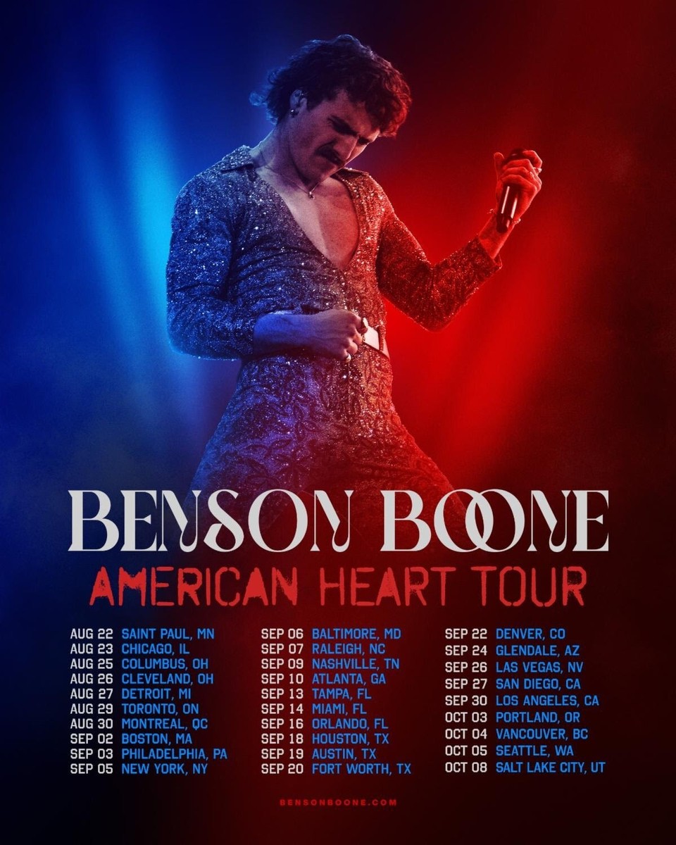 Hot!!! Benson Boone American Heart Tour Start On August 2025 Poster