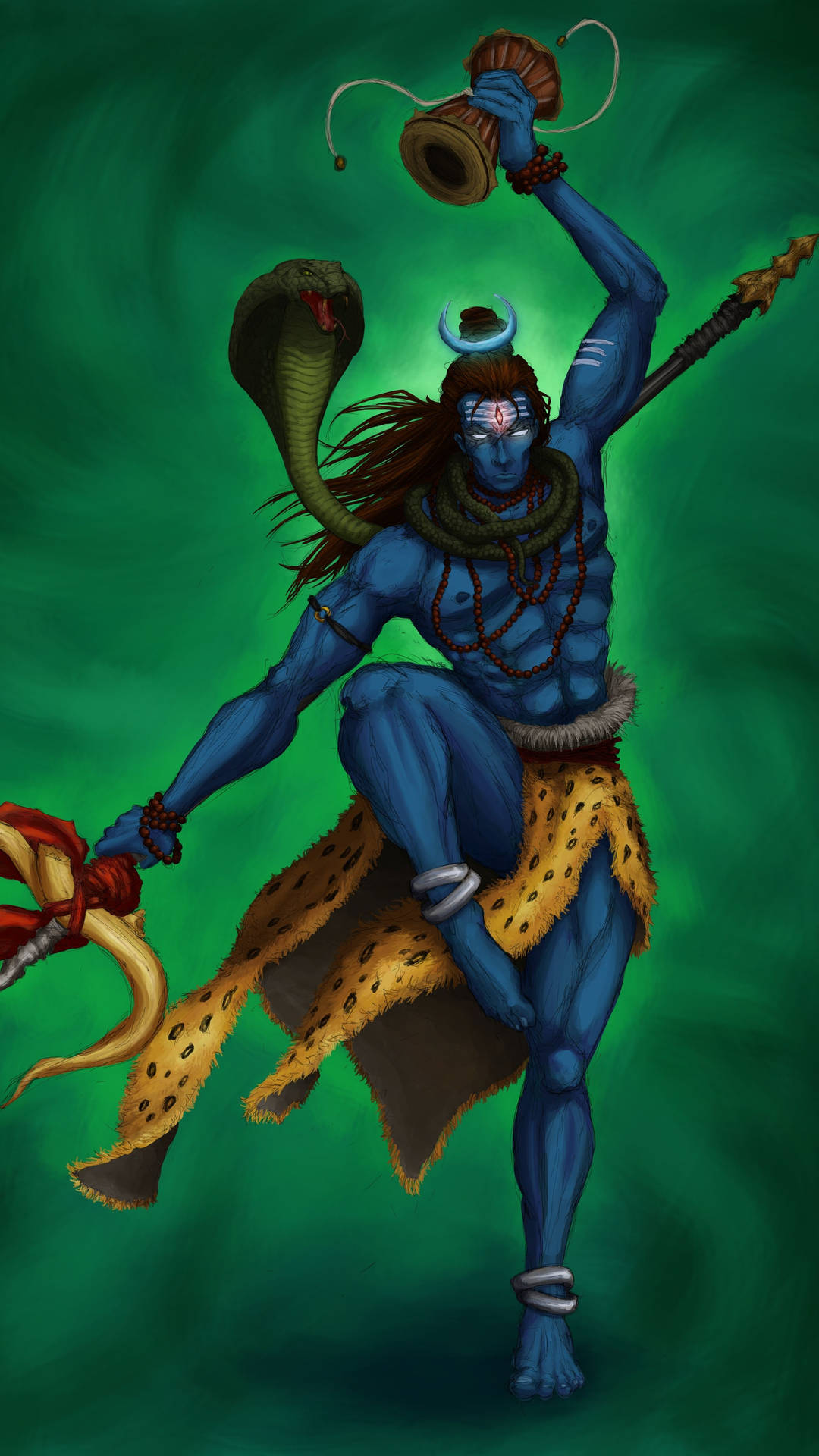 Download Mahadev Rudra Avatar Green Phone Wallpaper