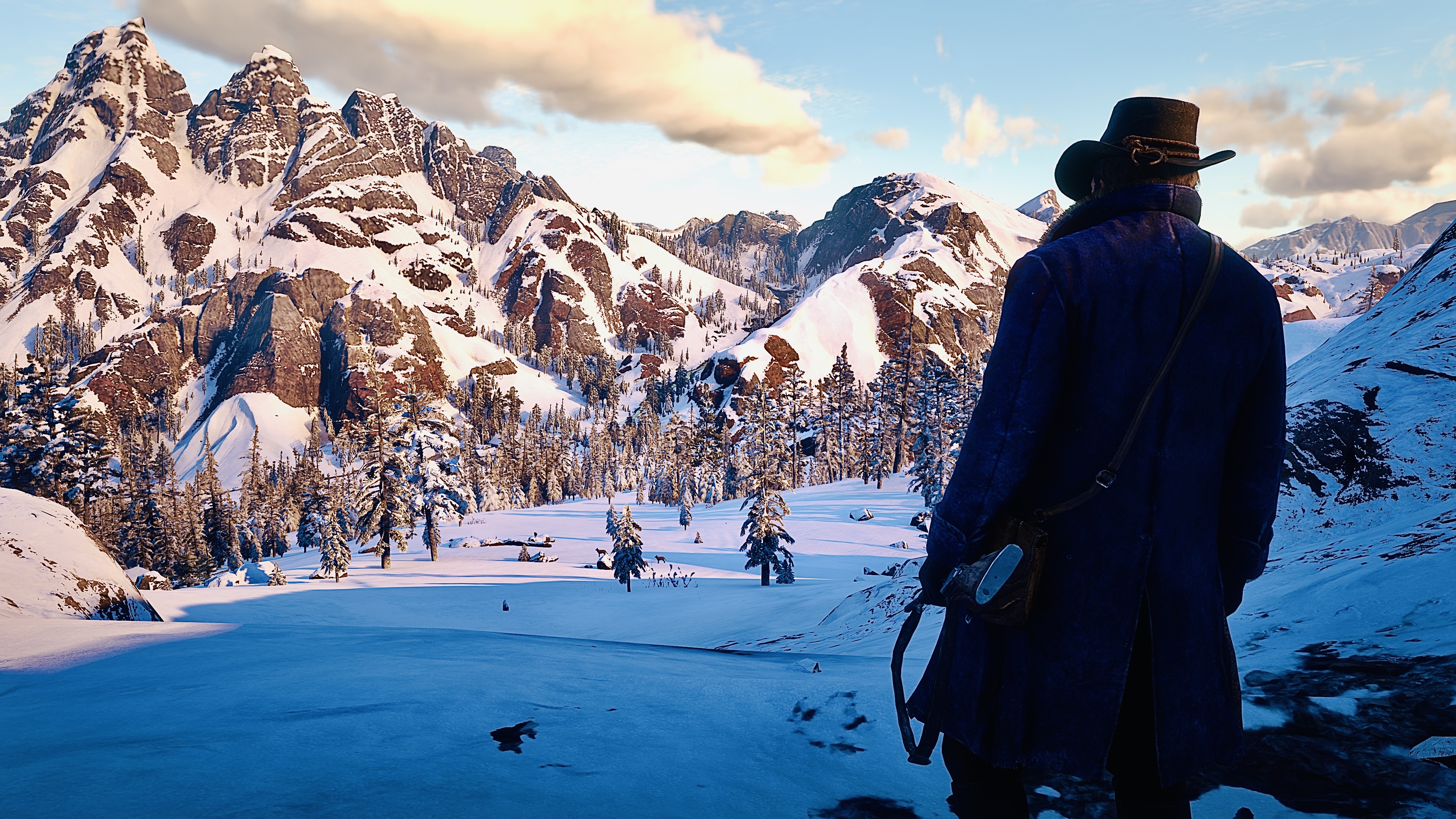 Wallpaper HDR, gun, game, sky, trees, wood, winter, clouds for mobile and desktop, section игры, resolution 3840x2160