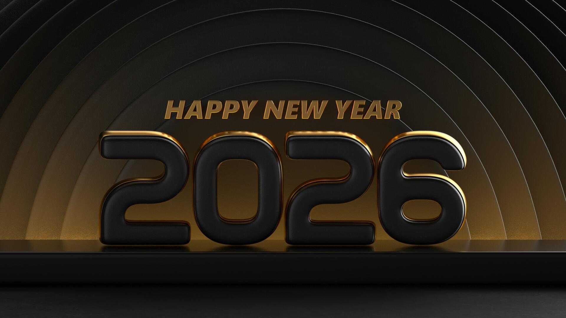 Golden Midnight 2026 New Year 4K Wallpaper