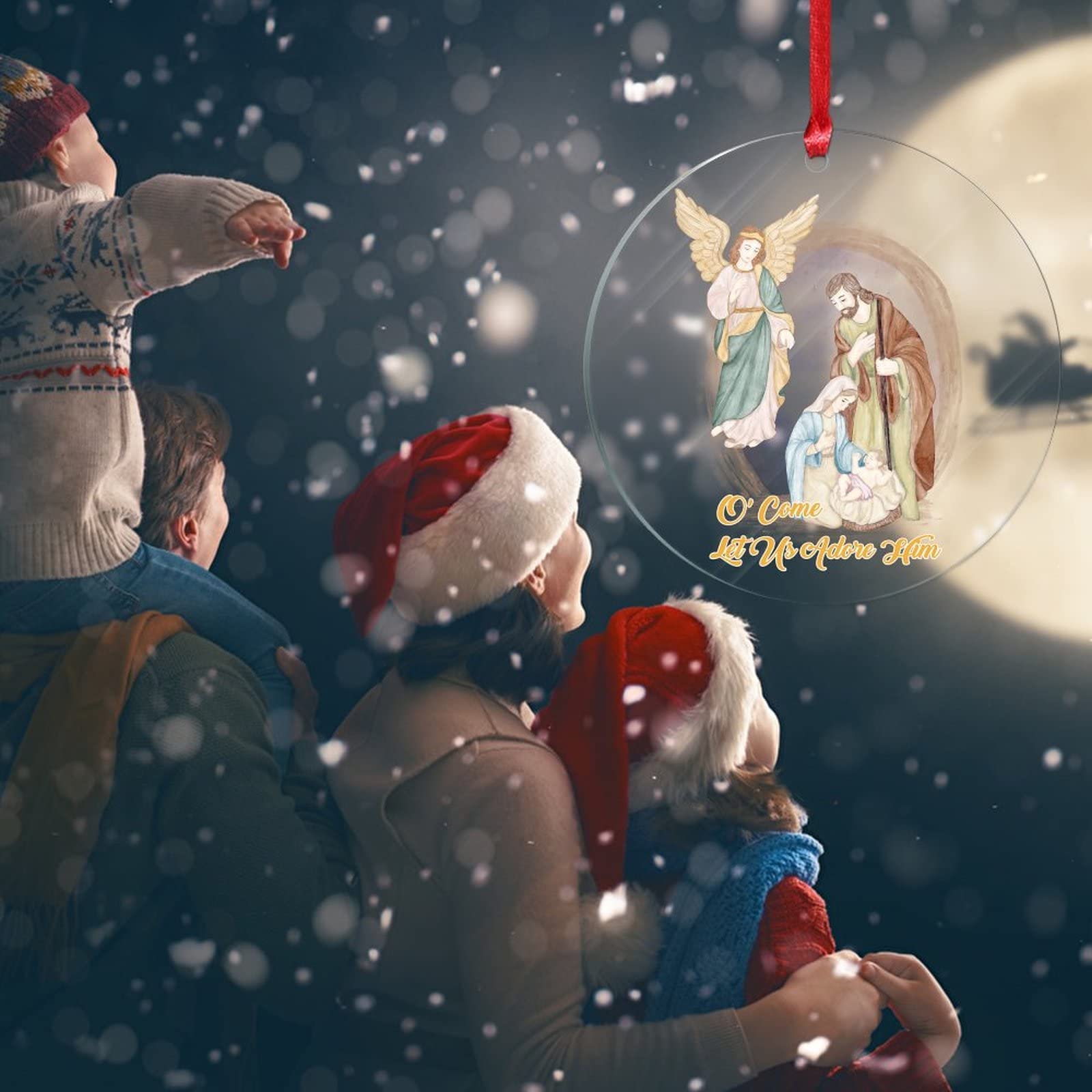 Jesus is The Reason Nativity Scene Christmas Ornament for Kids Merry Christmas Christian Gift Funny Christmas Hanging Decor Christmas Novelty Acrylic Christmas Tree Decoration Ornament, Home & Kitchen