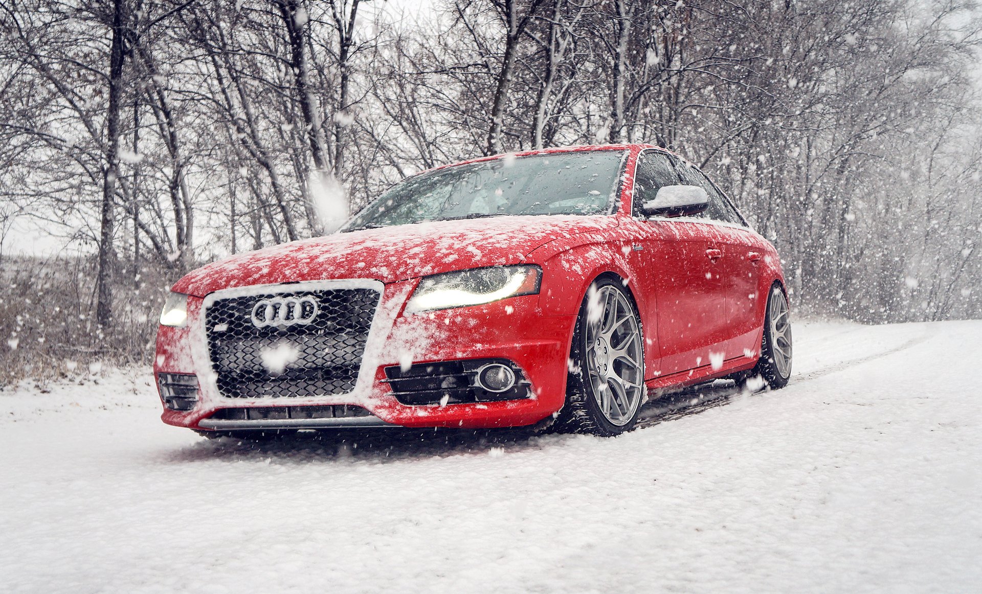 HD Wallpaper: Audi S4 in Winter Snowfall