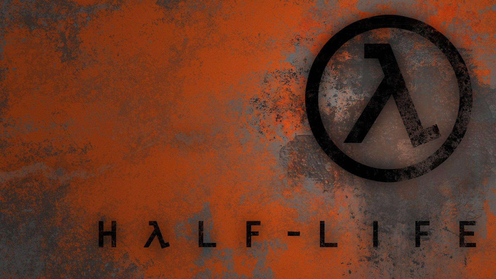 Download Half Life Logo On Rusty Wall Wallpaper