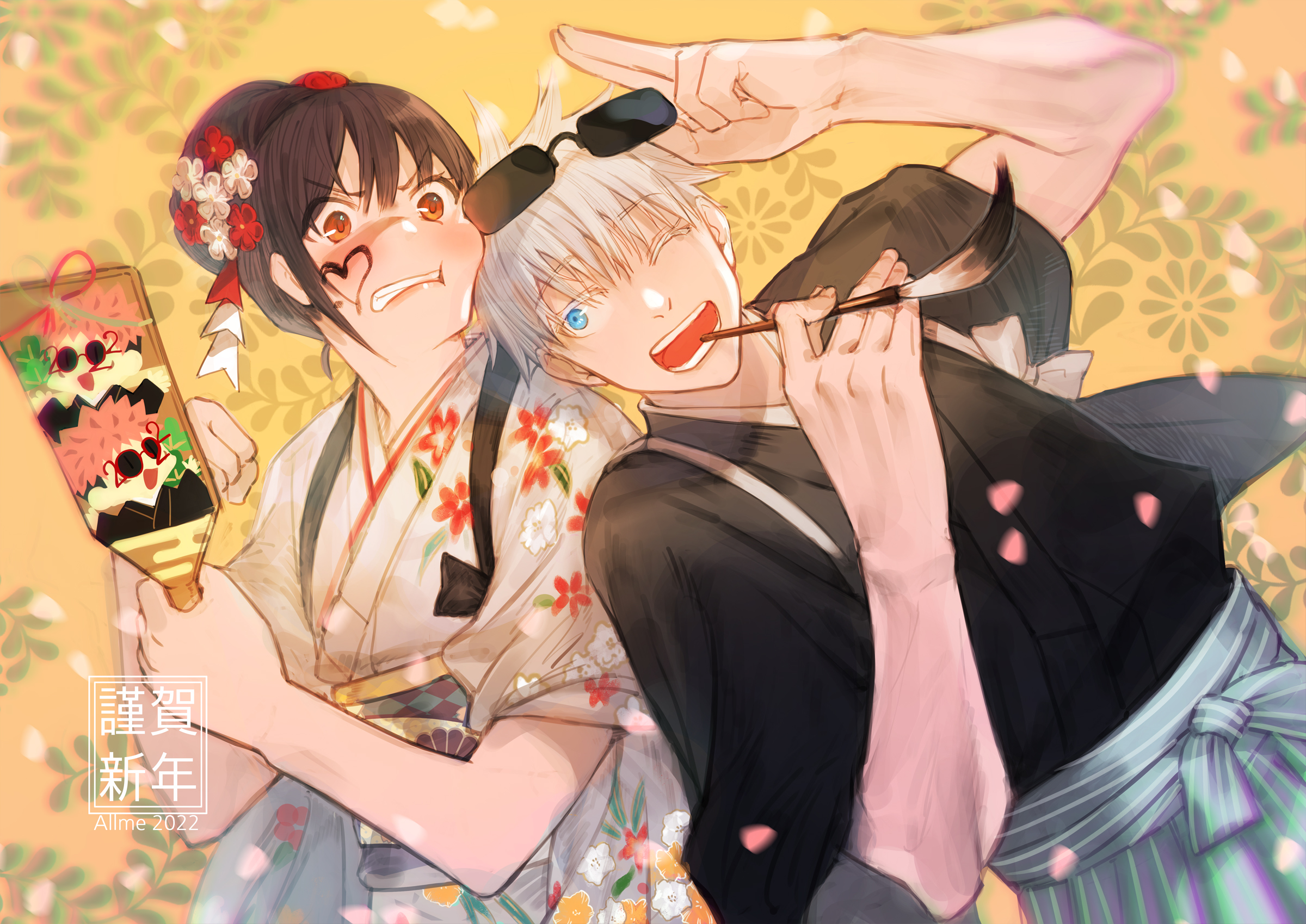 Jujutsu Kaisen HD Wallpaper: Utahime Iori & Satoru Gojo in Anime Style