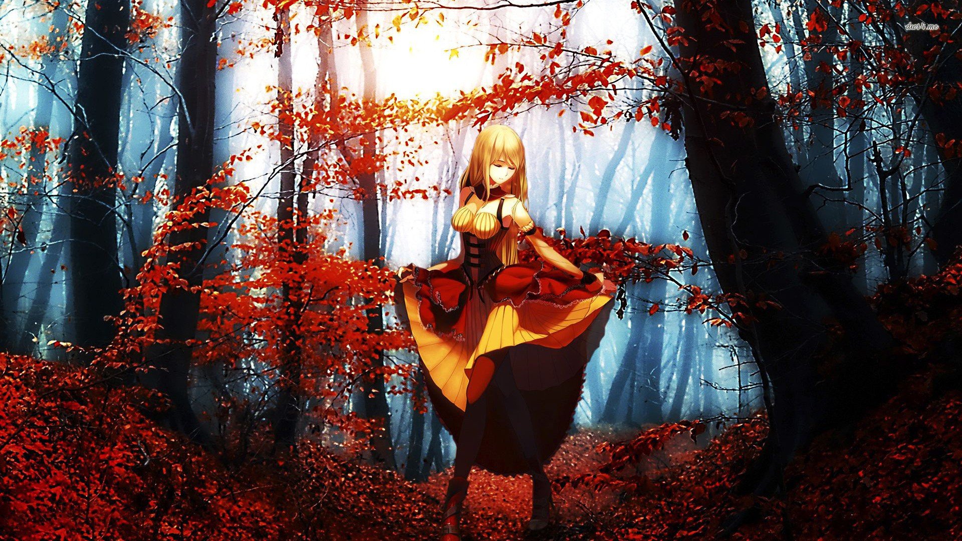 anime, Anime girls, Dress, Forest, Blonde Wallpaper HD / Desktop and Mobile Background