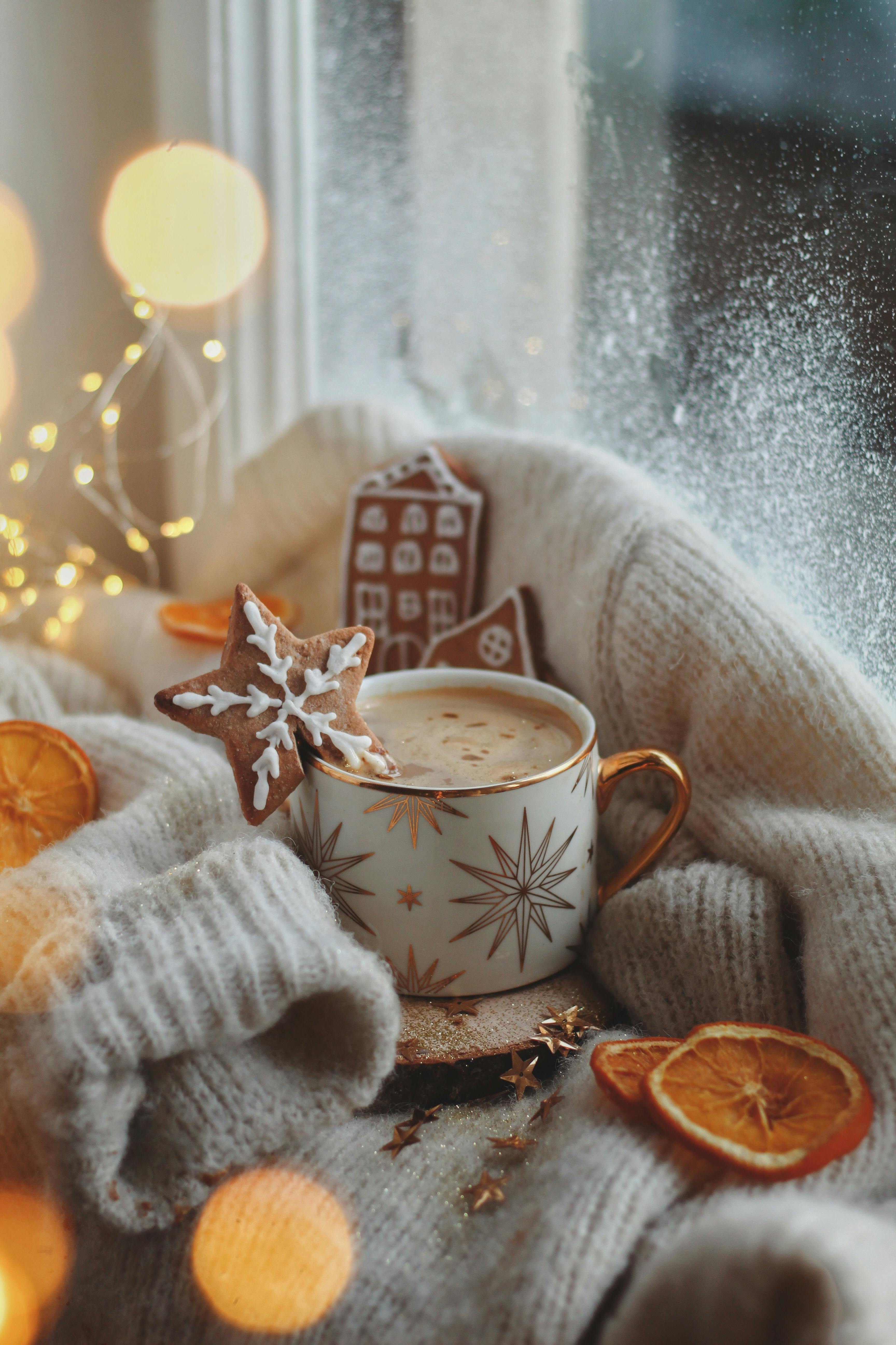 Christmas Decoration with Coffee on Windowsill · Free