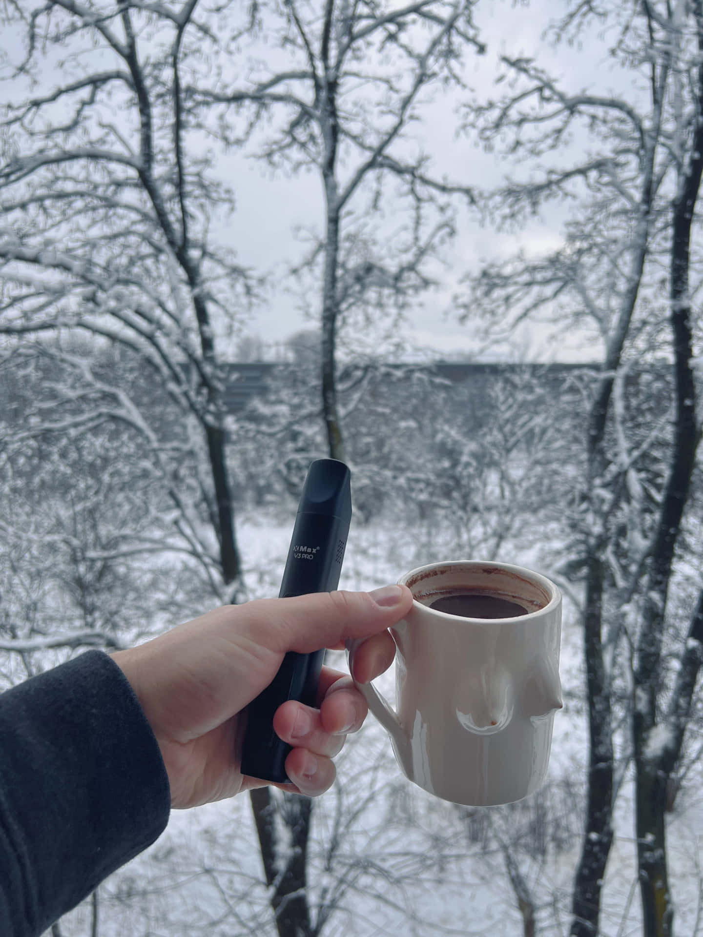 Download Cozy Winter Aesthetic Vaporizer And Hot Coffee Wallpaper