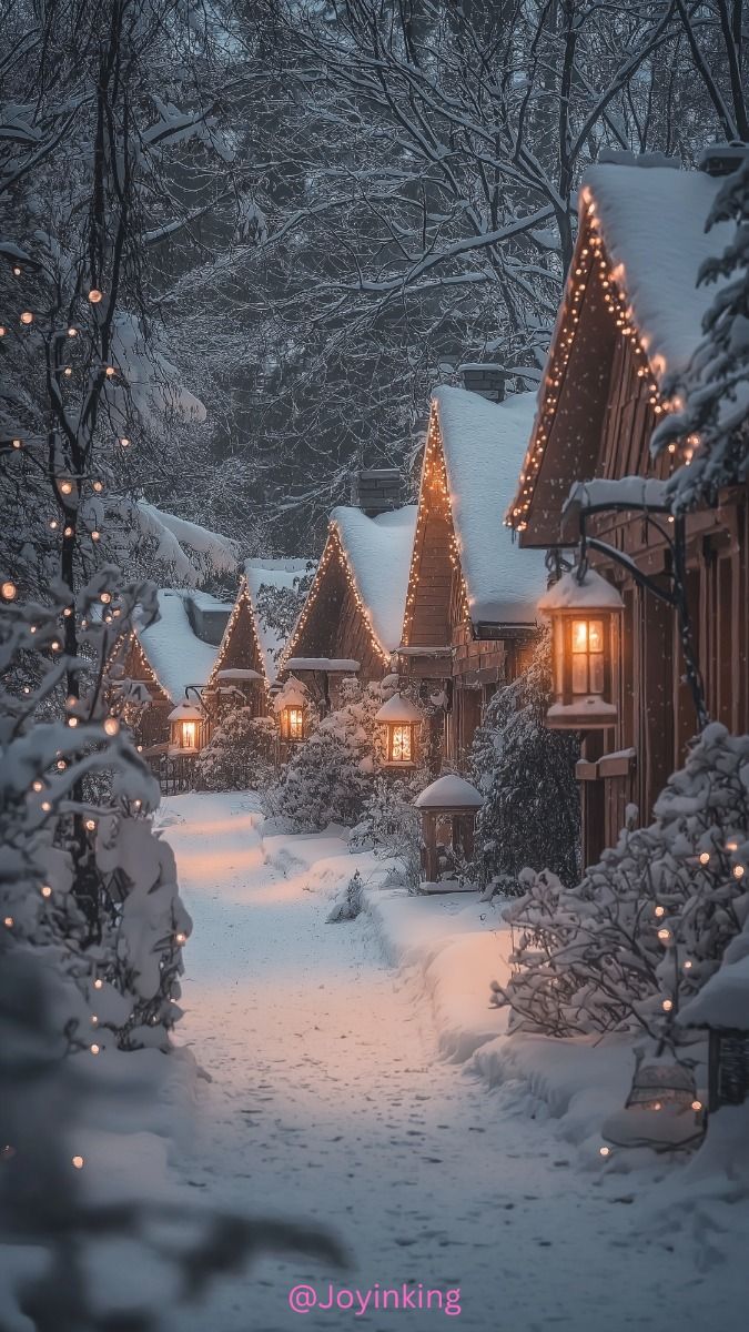 Winter Wonderland: A Cozy Village Nestled In A Snow Covered Forest