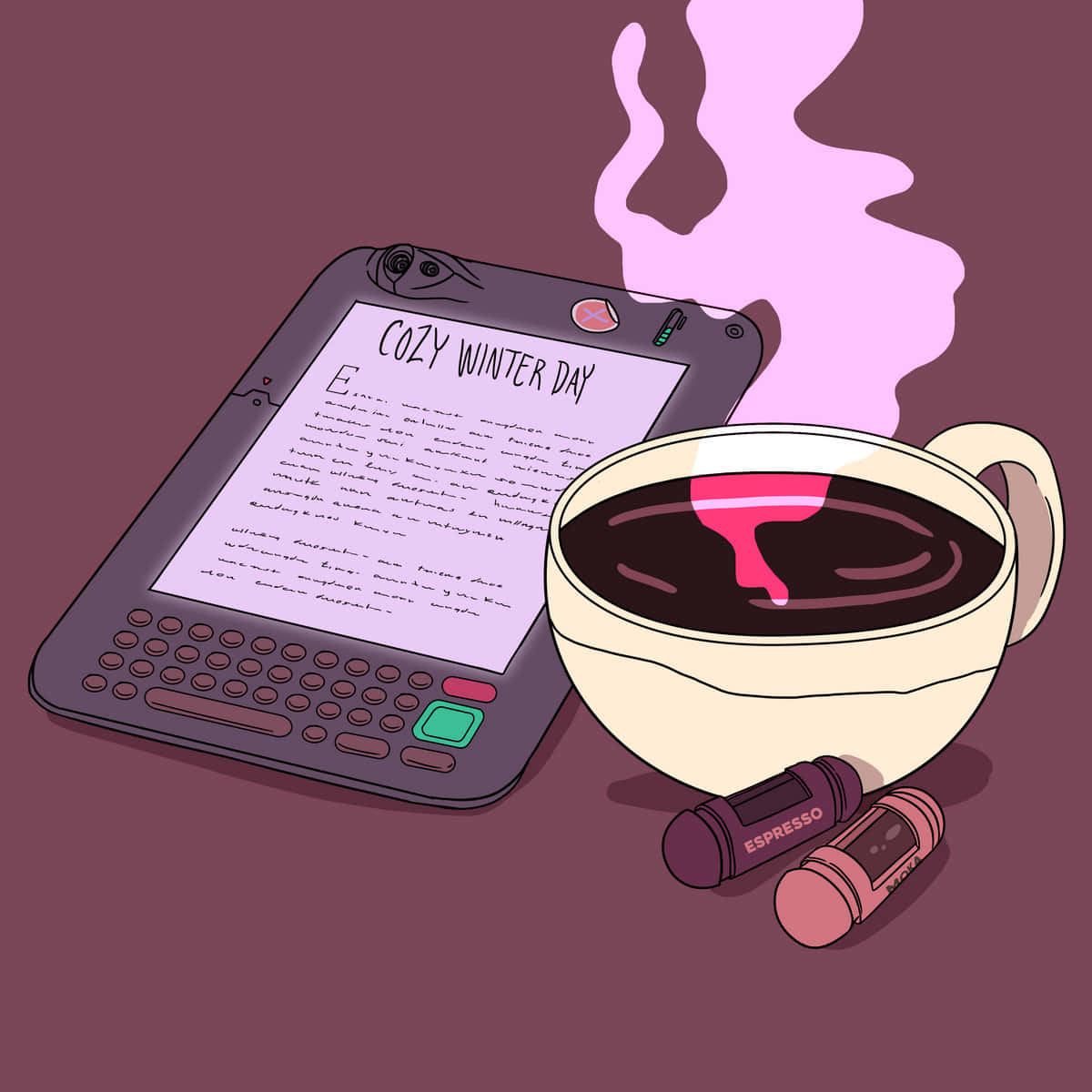 Download Digital Art Of Cozy Winter Aesthetic Coffee And Tablet Wallpaper