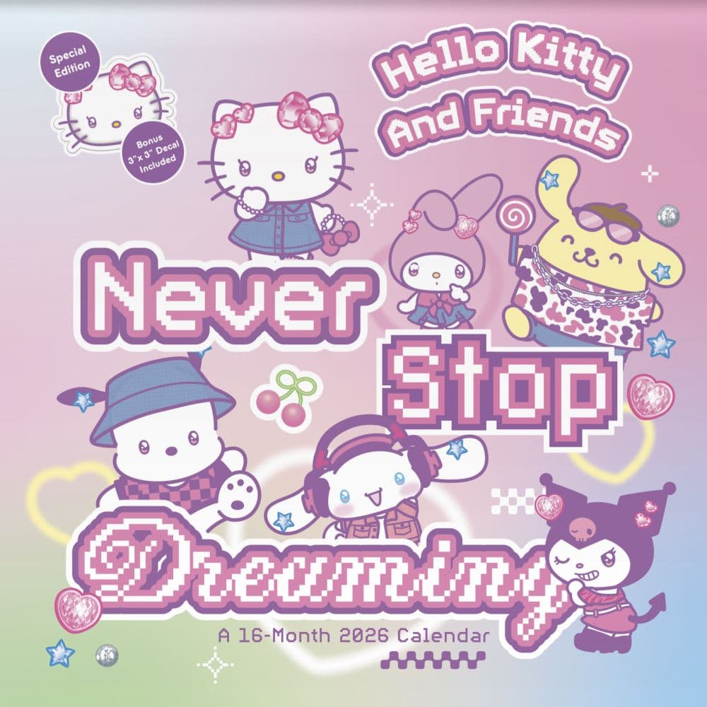 Hello Kitty and Friends Exclusive with Decal 2026 Wall Calendar