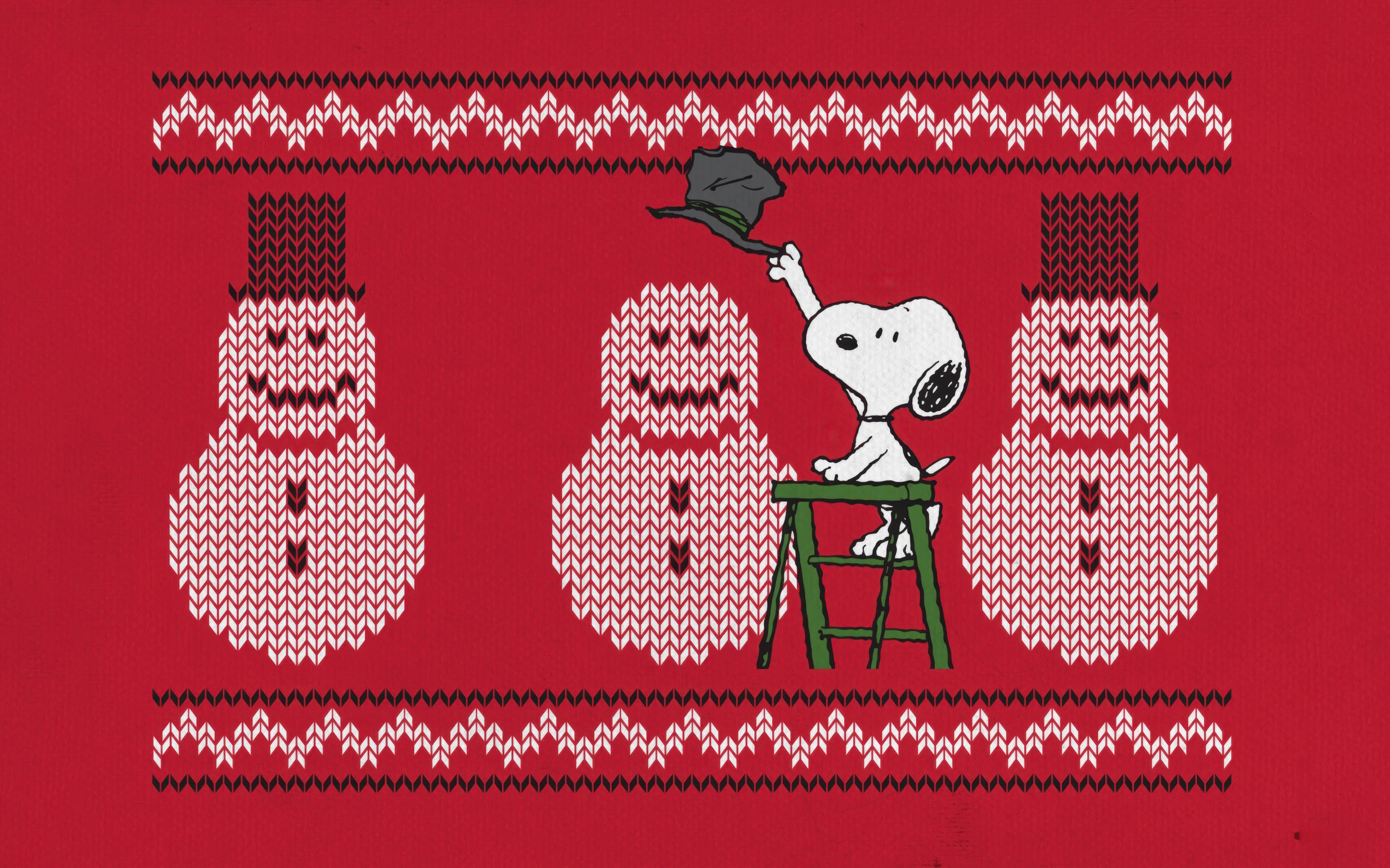 Snoopy Wallpaper 4K, Snowman, Christmas background