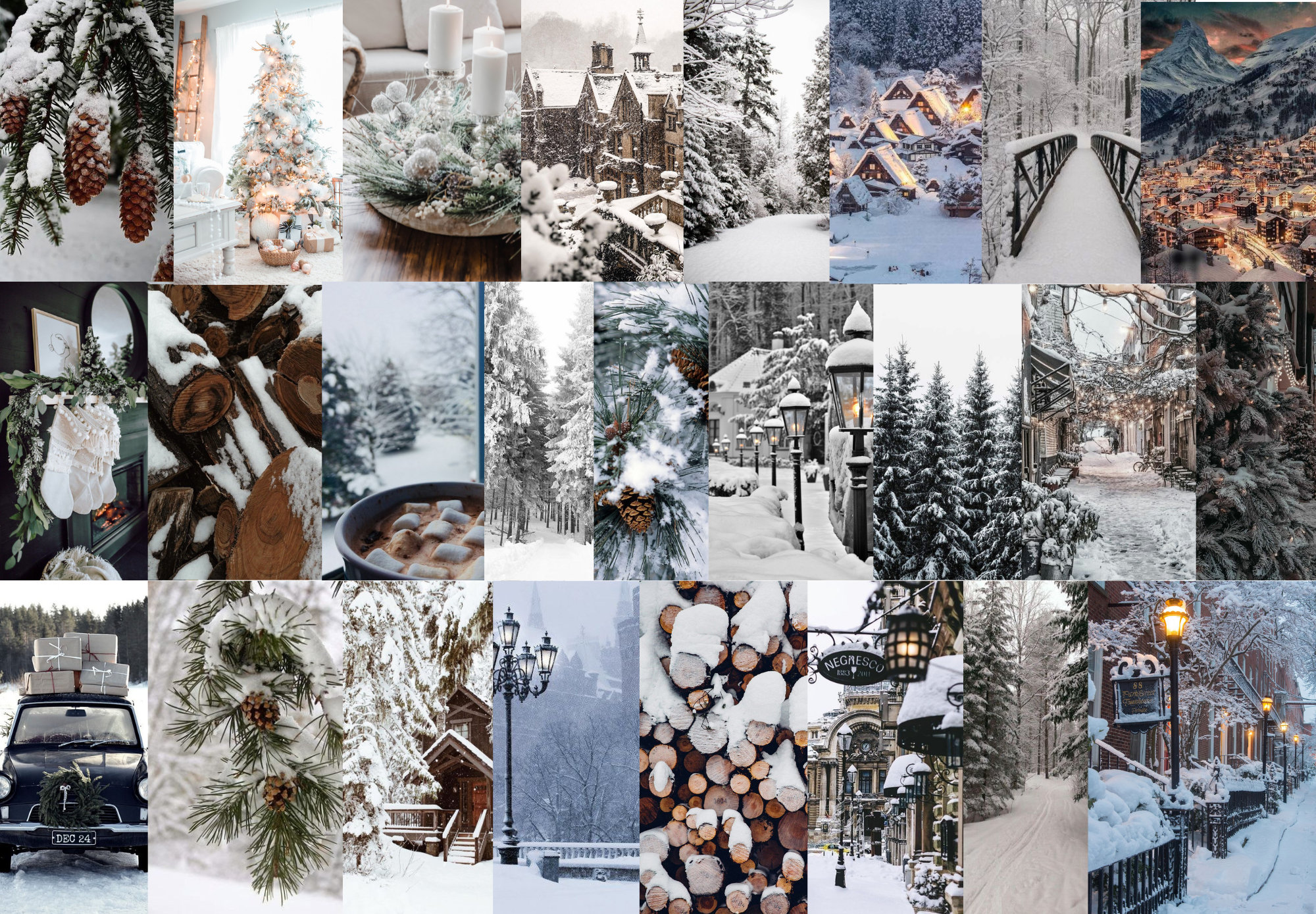 White Christmas Wall Collage Kit (Digital)