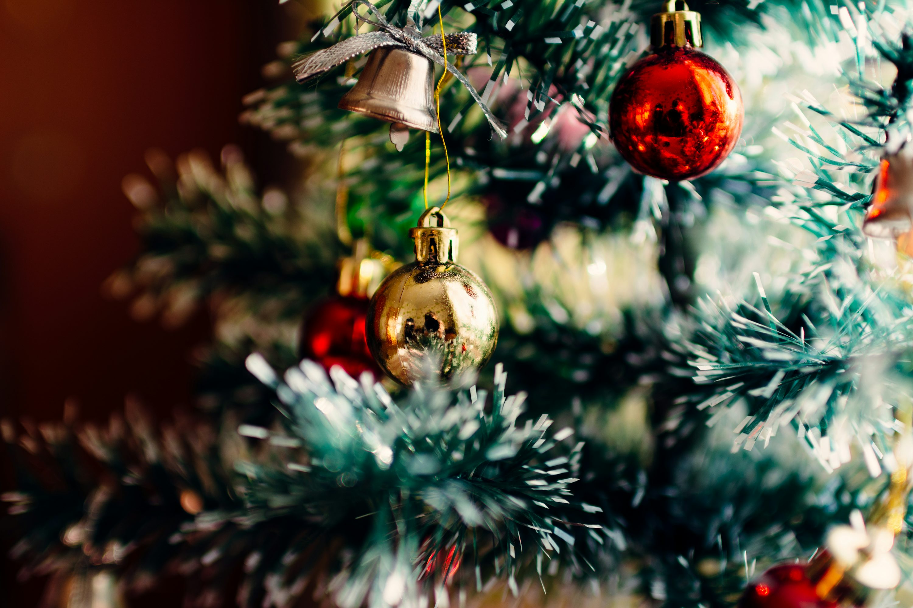 Bauble balls hang on christmas tree photo