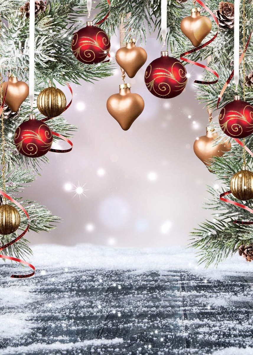 AIIKES 5x7ft Christmas Backdrops for Photography Christmas Tree Balls Photography Backdrops Vinyl Christmas Snow Photo Backdrop Home Party
