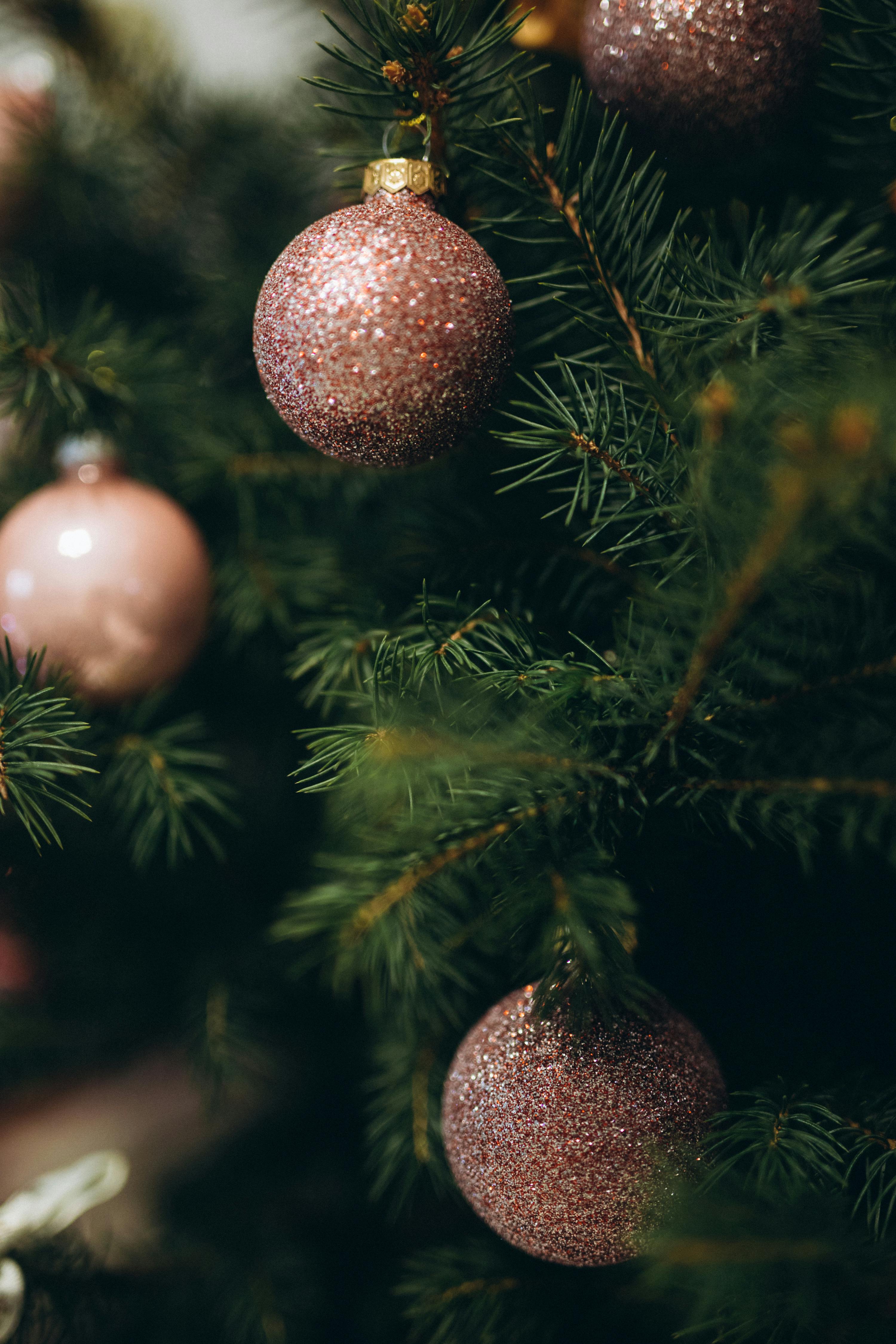 Pink Christmas Balls on a Tree · Free