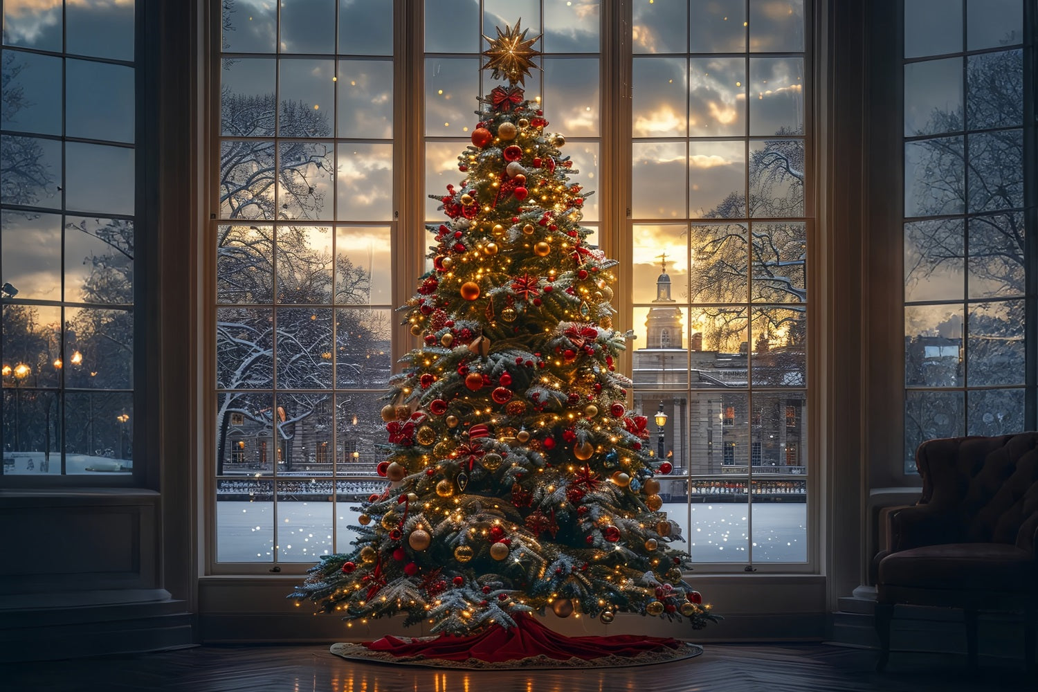 Elegant Christmas Backdrop Tree Window Backdrop BRP11 172