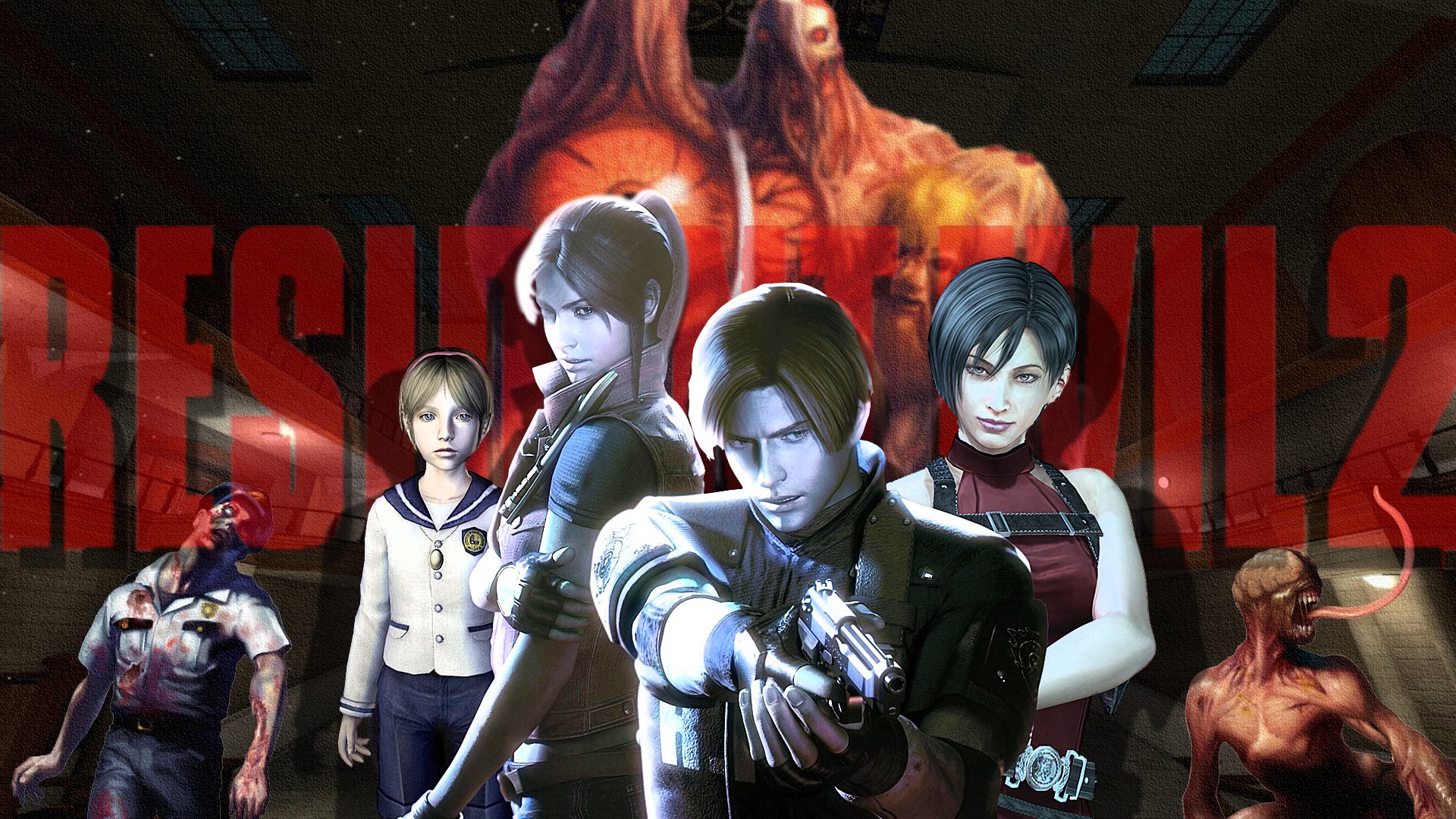 Resident Evil 2 HD: Iconic Survivors & Monsters Wallpaper