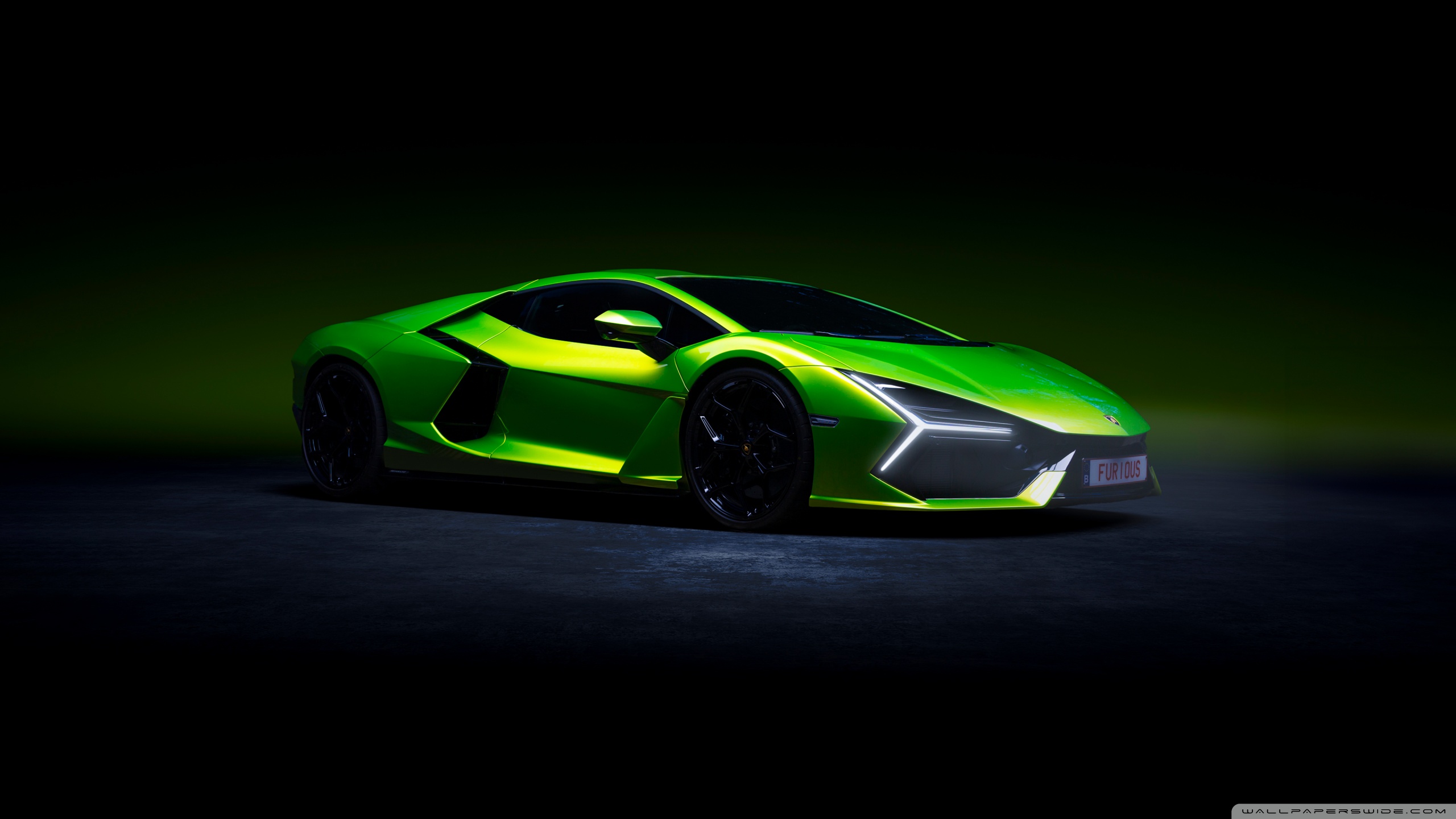 Green Lamborghini Revuelto Hybrid Super Sports Car 4K UHD Wallpaper for UltraHD Desktop and TV, Widescreen and UltraWide Display, Dual Monitor
