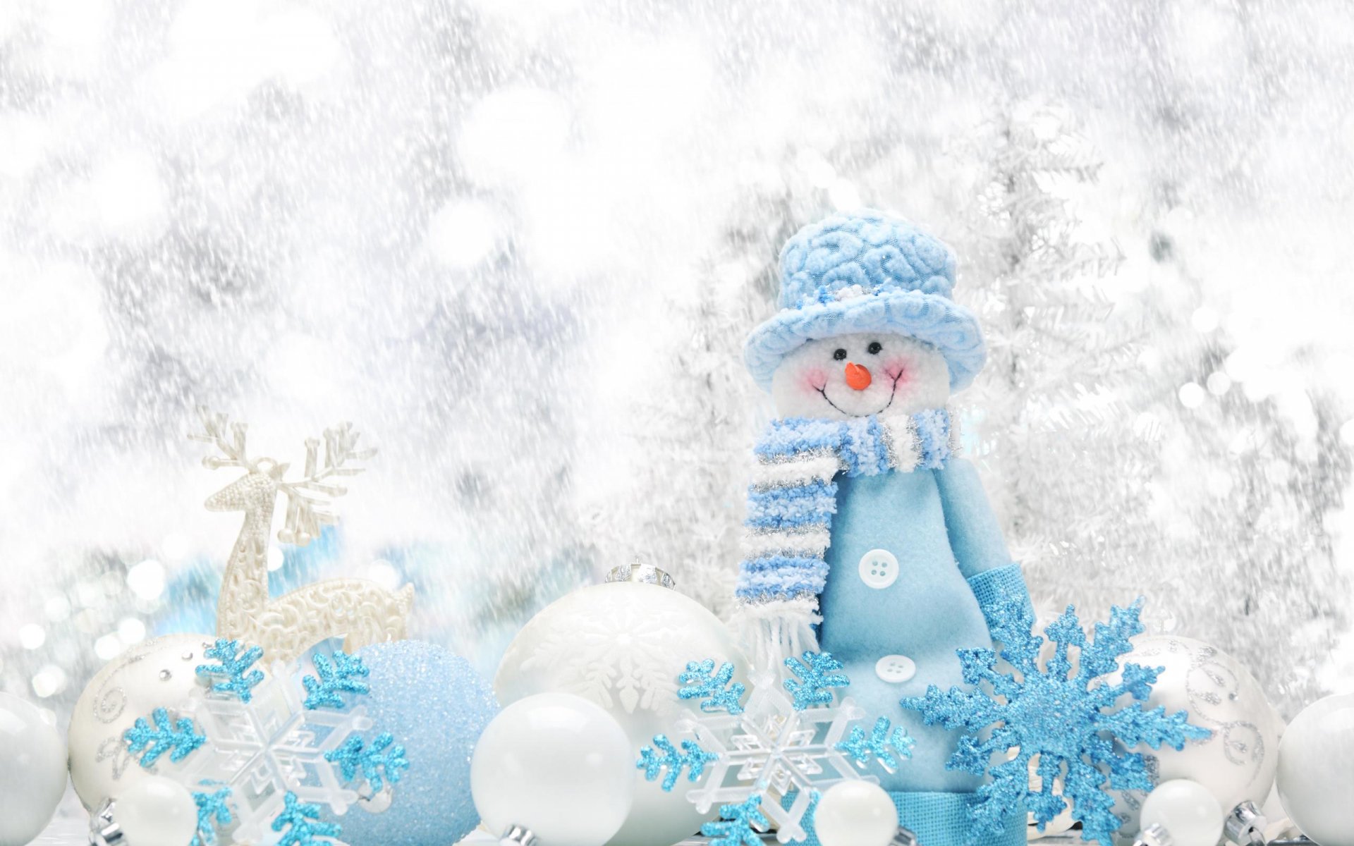 HD Wallpaper: Winter Wonderland with Snowman and Christmas Cheer