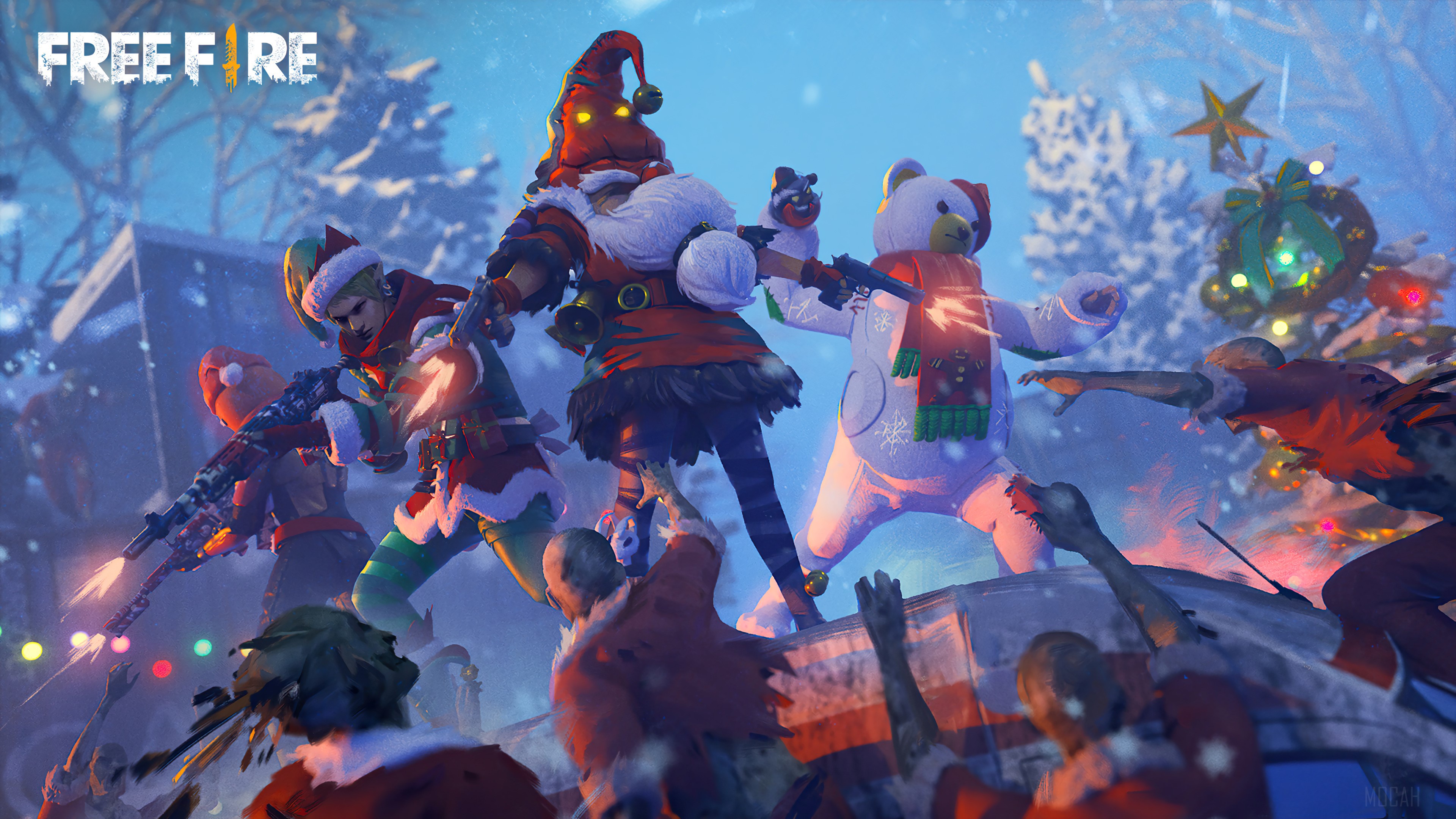 Wallpaper winter, the game, battle, game, characters, winter, blue sky, battle for mobile and desktop, section игры, resolution 3840x2160