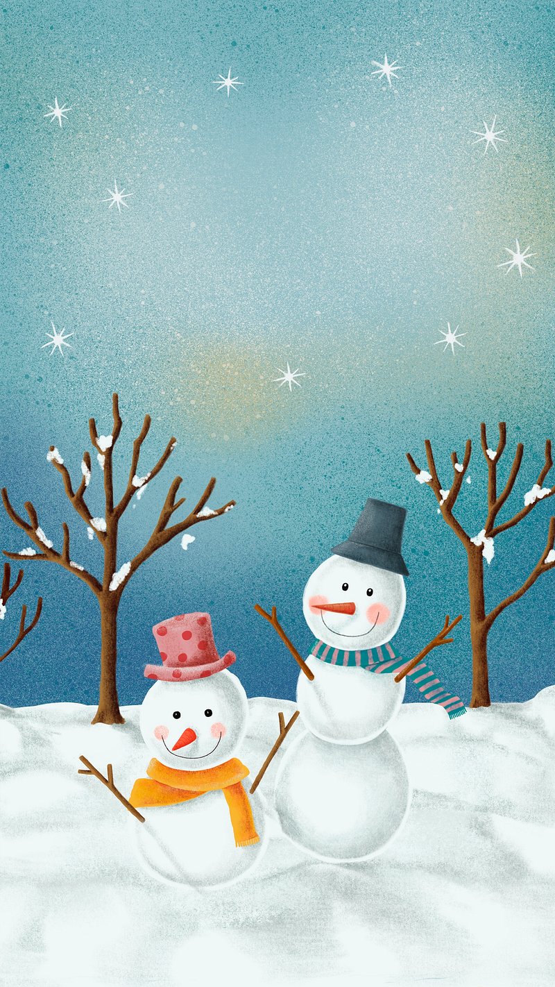 Christmas snowman iPhone wallpaper, cute