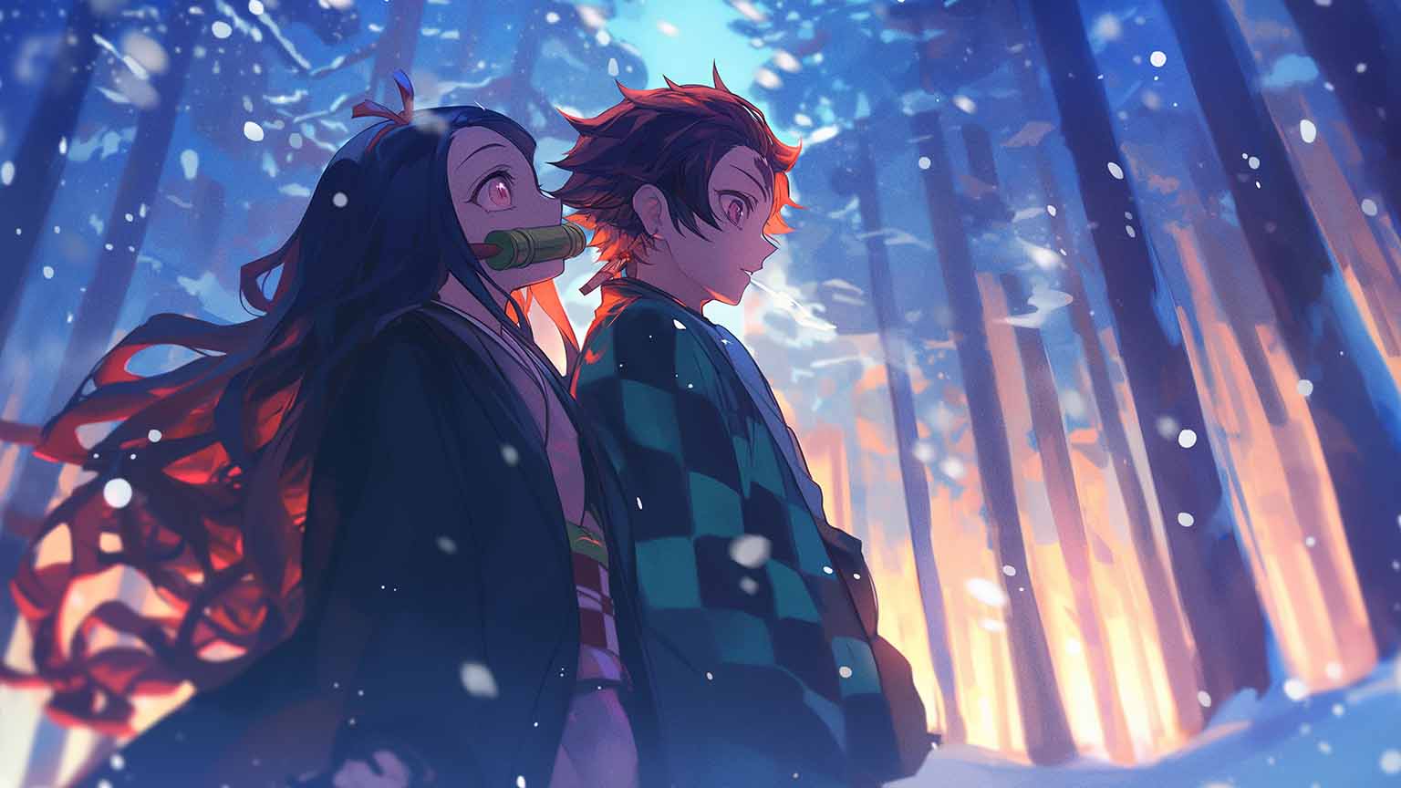 Demon Slayer Kimono Snow Desktop Wallpaper