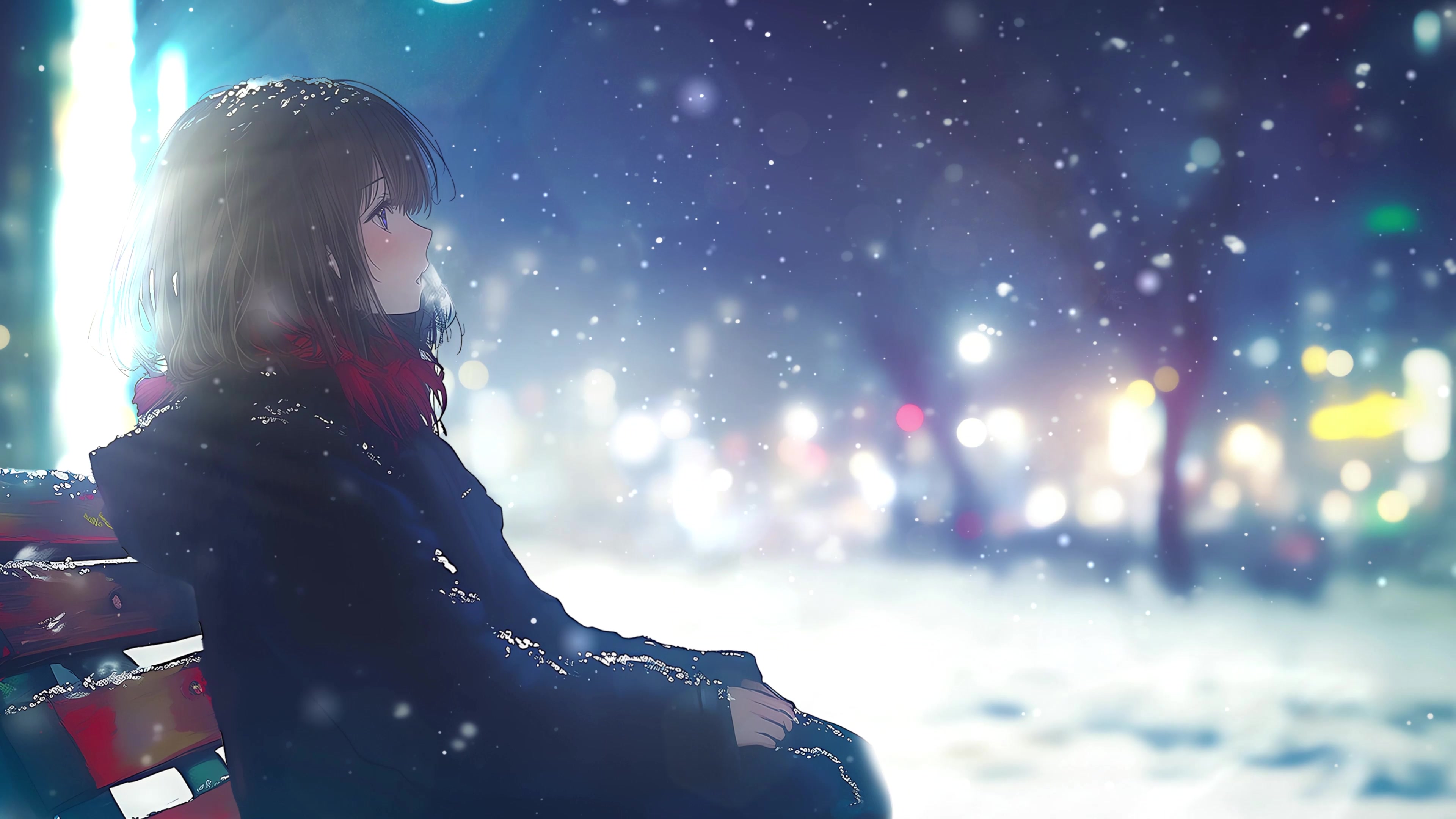 Winter Girl Silent Snowfall Live Wallpaper