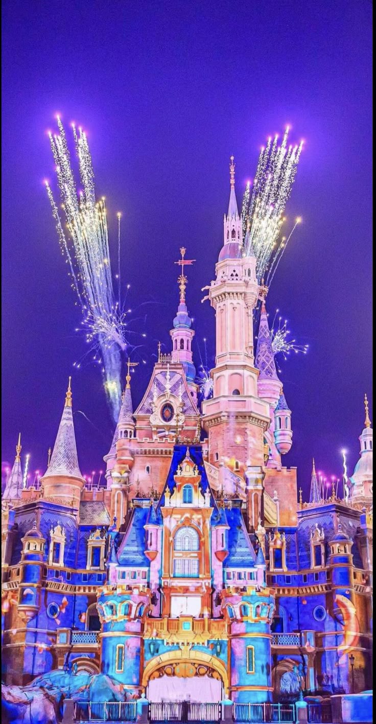 Disney Castle Wallpaper with Fireworks