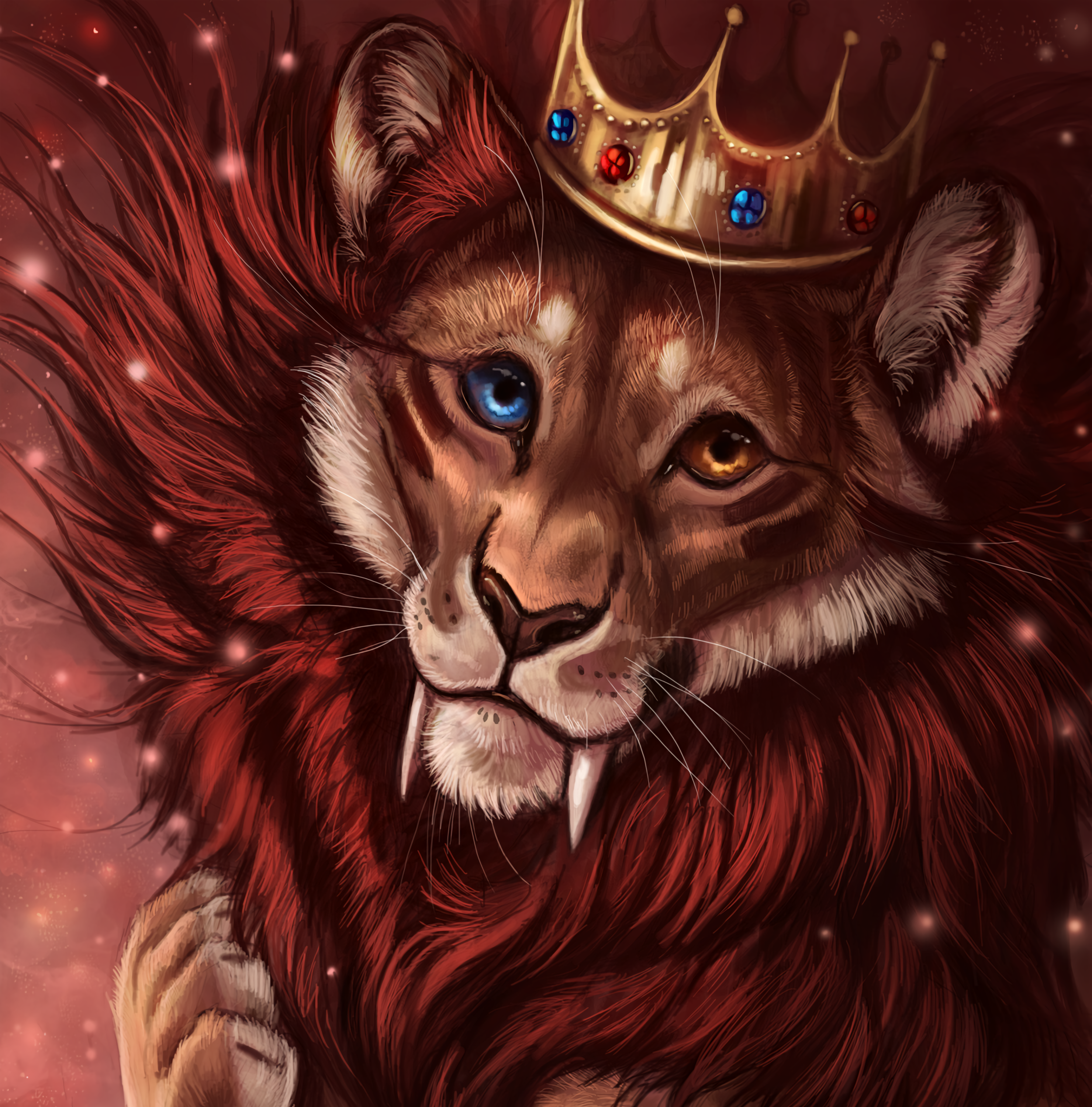 Download wallpaper 2960x3000 lion, crown, art, king of beasts, king HD background