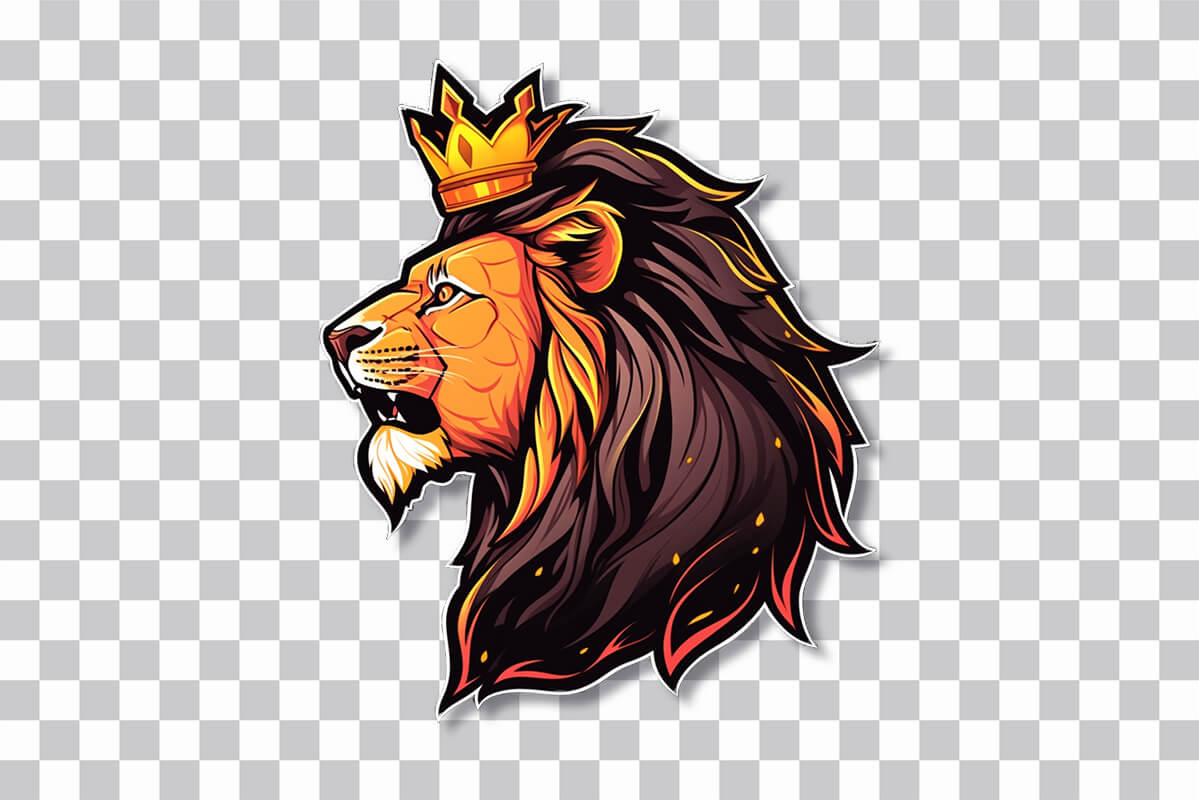Lion King with Crown Art Sticker Animals Stickers Download