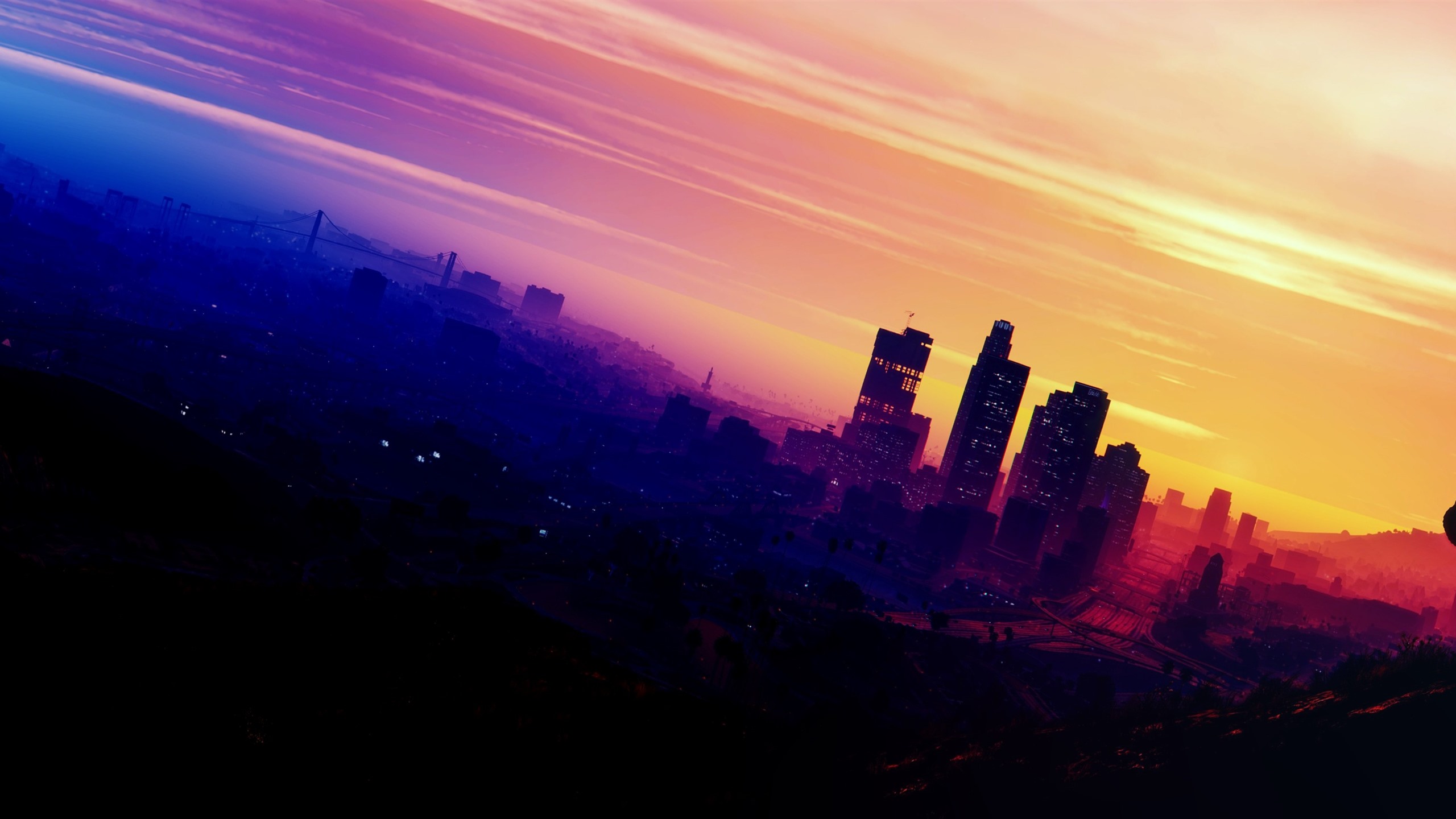 Wallpaper Grand Theft Auto V, motorbike, city 3840x1200 Multi Monitor Panorama Picture, Image