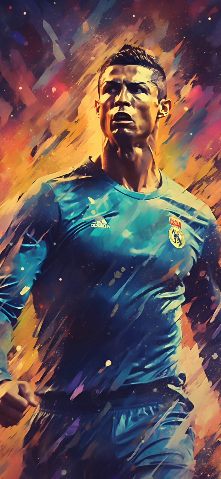 Cristiano Ronaldo in Blue Uniform Art Wallpaper