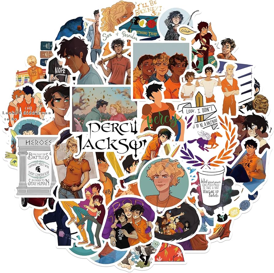 Percy Jackson Stickers Pack, Movie Theme Anime Cartoon Waterproof Vinyl Stickers for Water Bottle, Car Bumper, Luggage & More, Cute Graffiti Decals for Teens, Girls, Boys & Adults