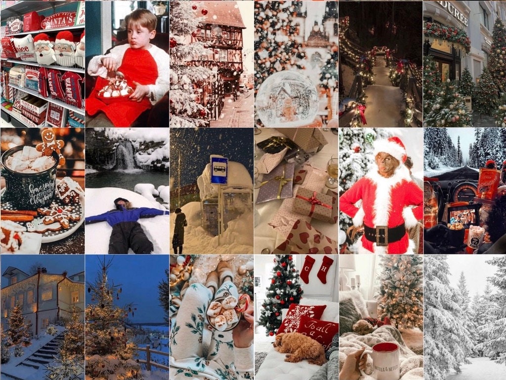 PCS. Holiday Movie Christmas Wall Collage Kit. Snowy Winter Aesthetic. Festive Cozy Photo Collage Kit (DIGITAL DOWNLOAD)