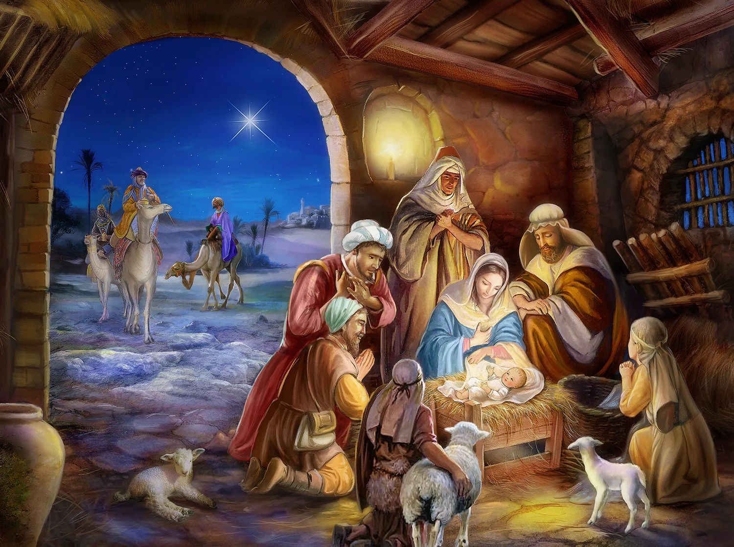 Christmas Manger Backdrop, Holy Family Nativity Scene Photography Background Birth Of Jesus Sign Christmas Photo Studio Props