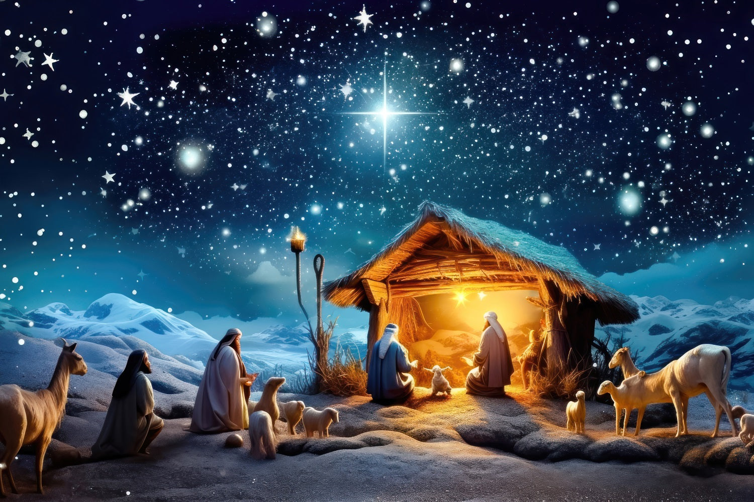 Nativity Backdrop Scene Bethlehem Star Manger Backdrop BRP12 438