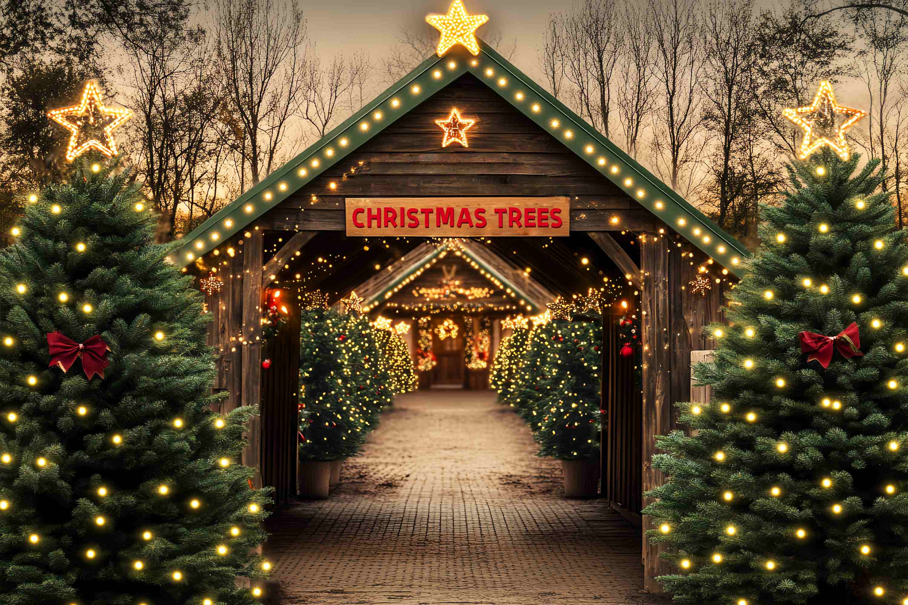 Christmas Tree Farm Backdrop Rustic Tree Farm Tunnel Christmas Backdrops For Photography LXX58 55