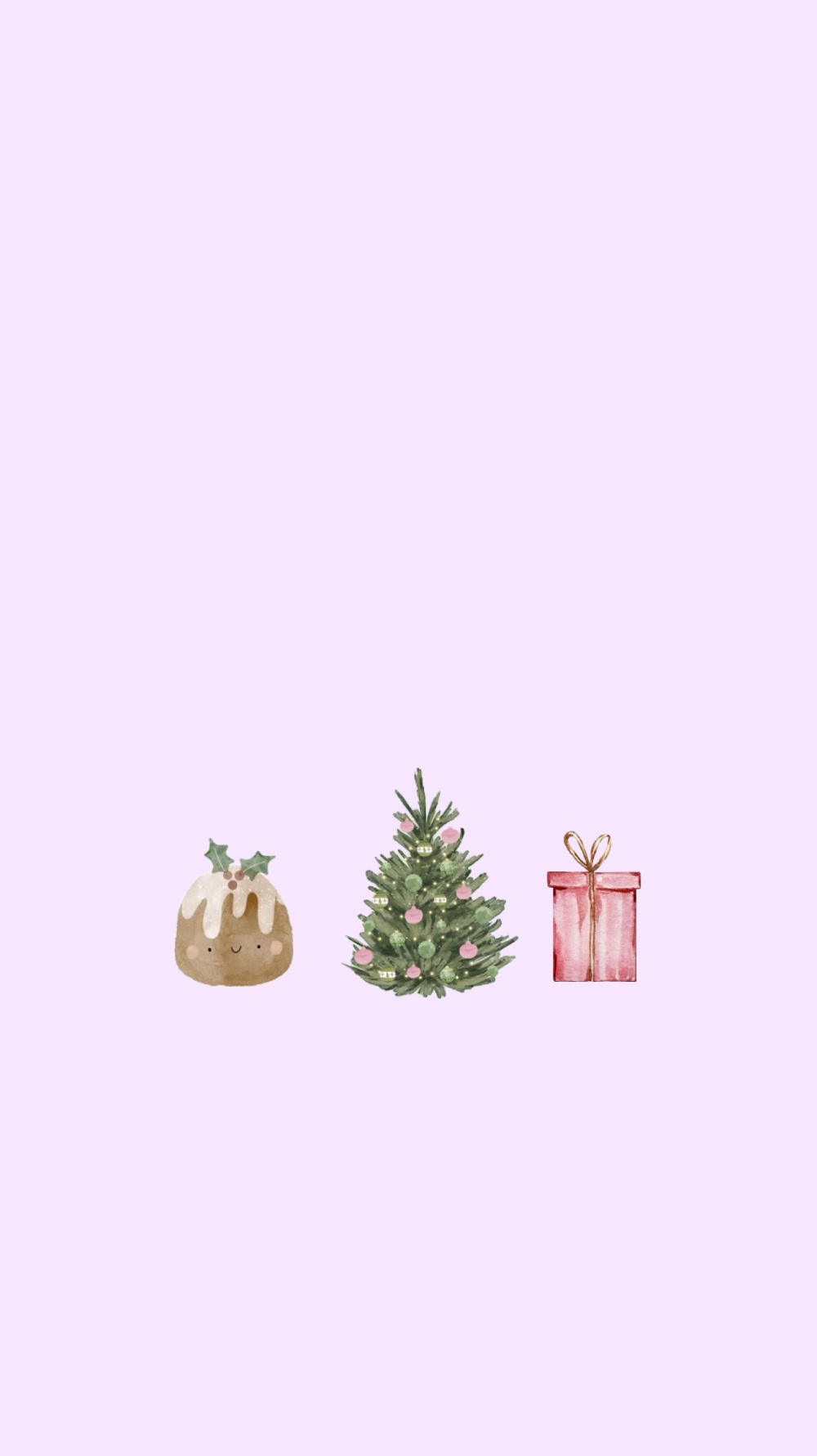 Minimalist Christmas Phone Wallpaper, Pudding, Gift & Tree. Colour + Mood + Style Inspiration