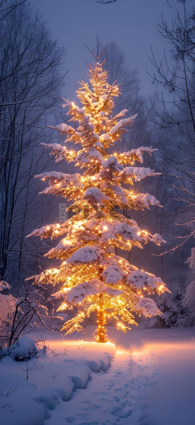 Free Photo Christmas Tree In Snowy Landscape Photo
