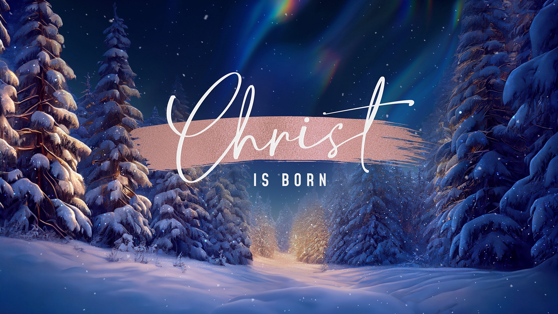 Christmas Snow Christ is Born. Motion Video Background