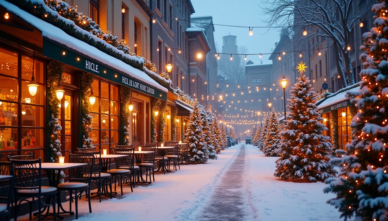 Snowy European Christmas Market Scene. Stable Diffusion Online