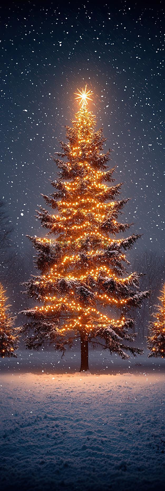 Free Photo Tree Decorated By Lighting On Winter Wonderland Scene For Merry Christmas And New Year Photo