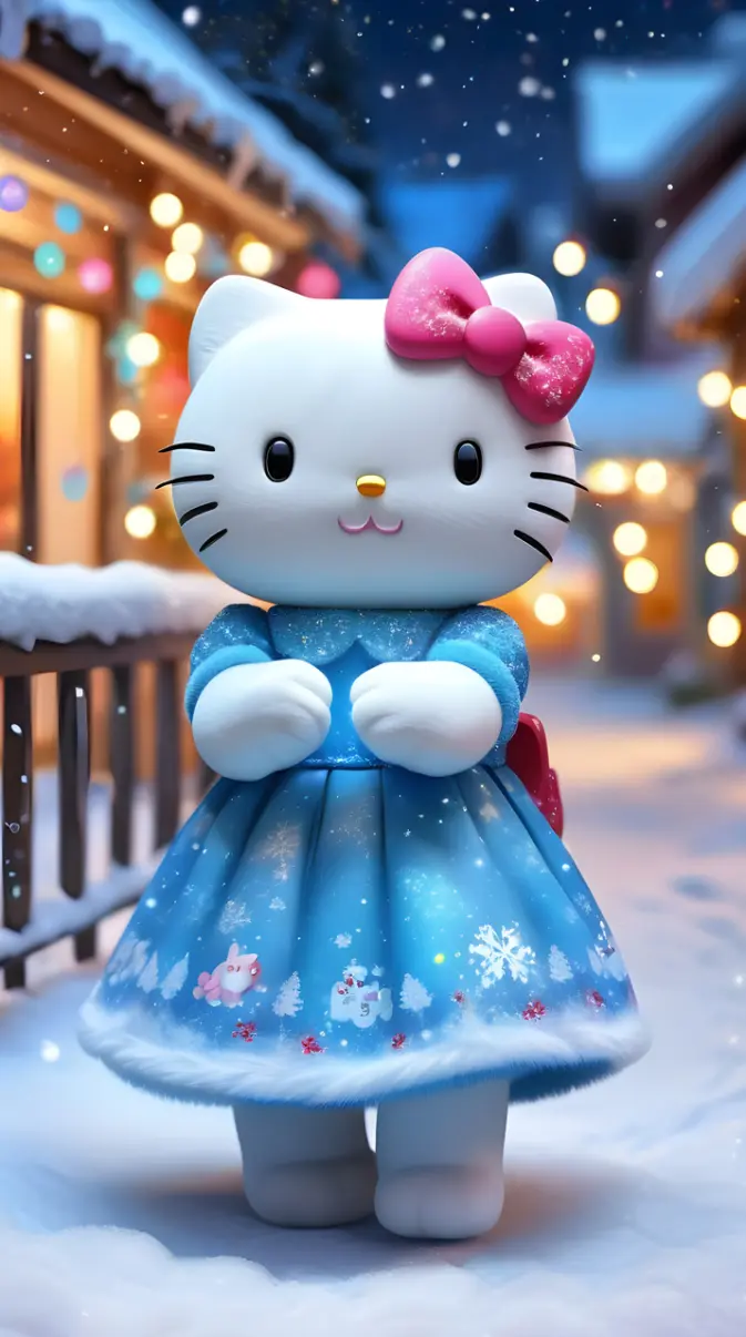 blue Christmas Hello Kitty wallpaper