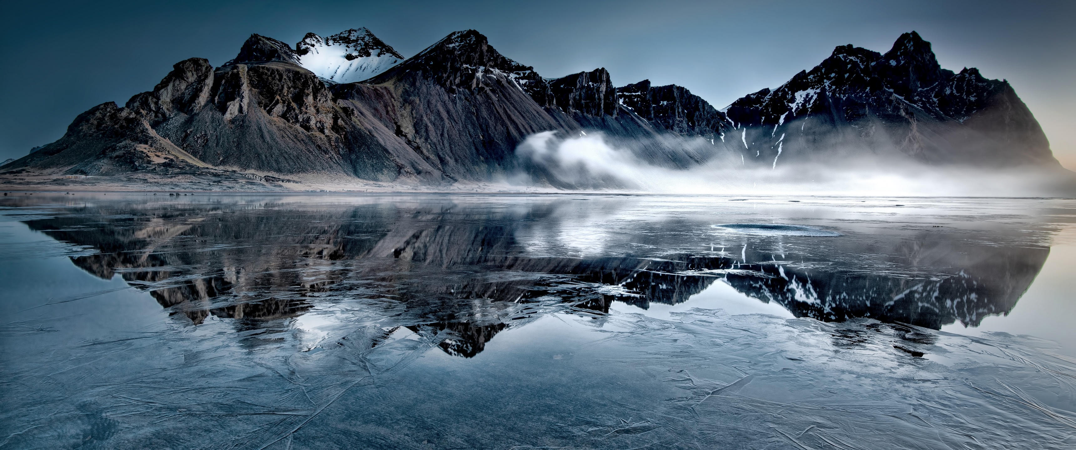 Vestrahorn Wallpaper 4K, Iceland, Frozen lake