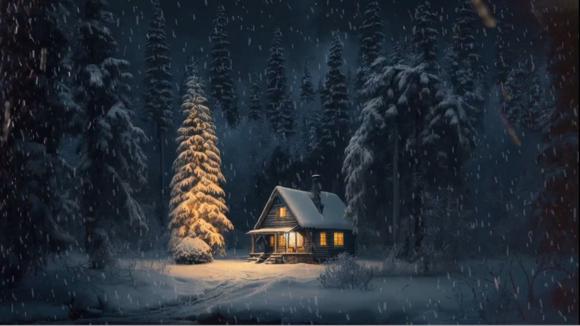Christmas Cottage. Cozy cottage amid the snow