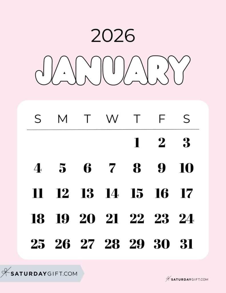 January 2026 Calendars Cute Free Printable PDFs