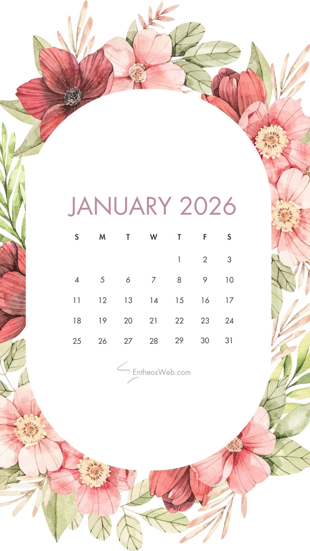 January 2026 Phone Wallpaper Calendars