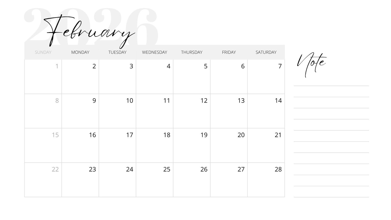 Free February 2026 calendar