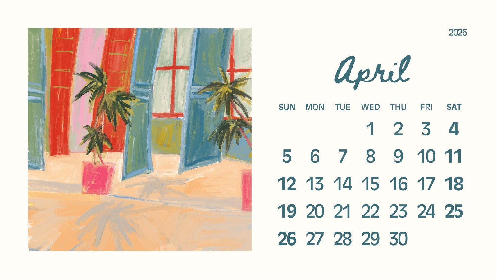 April 2026 calendar