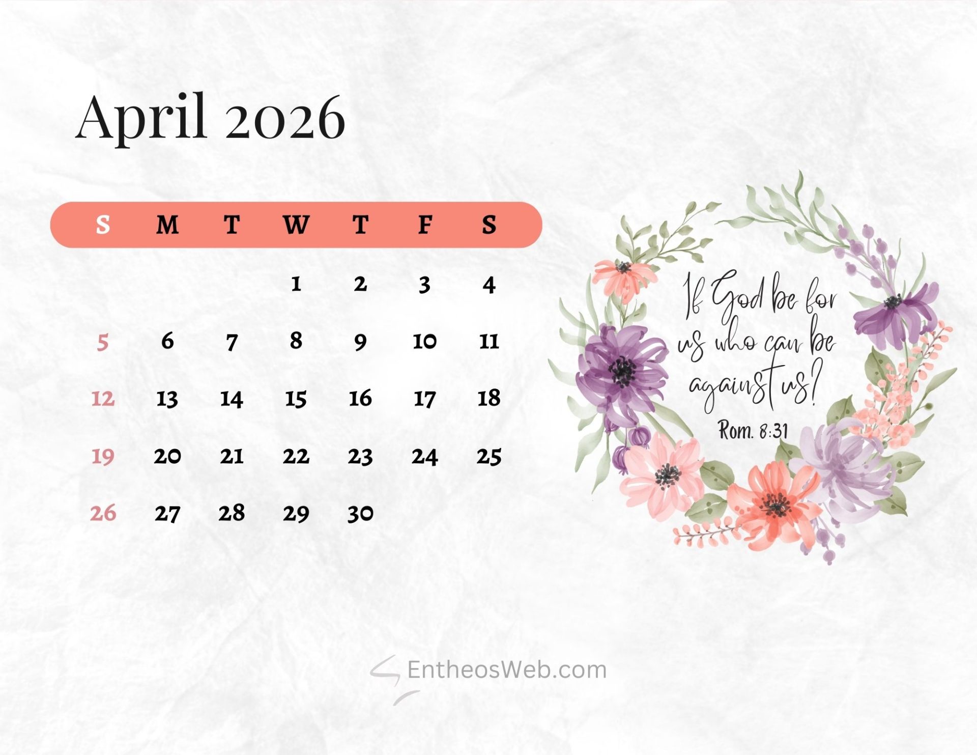 April 2026 Printable Calendars
